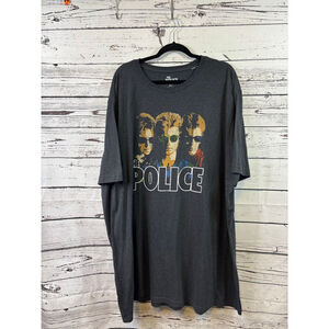 Men's The Police Band Tee Short Sleeve Shirt 4XLT Gray Gold
